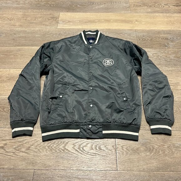 Stussy 80 Nylon Bomber Varsity Jacket Snap Size Medium Excellent Conditi - Picture 2 of 13
